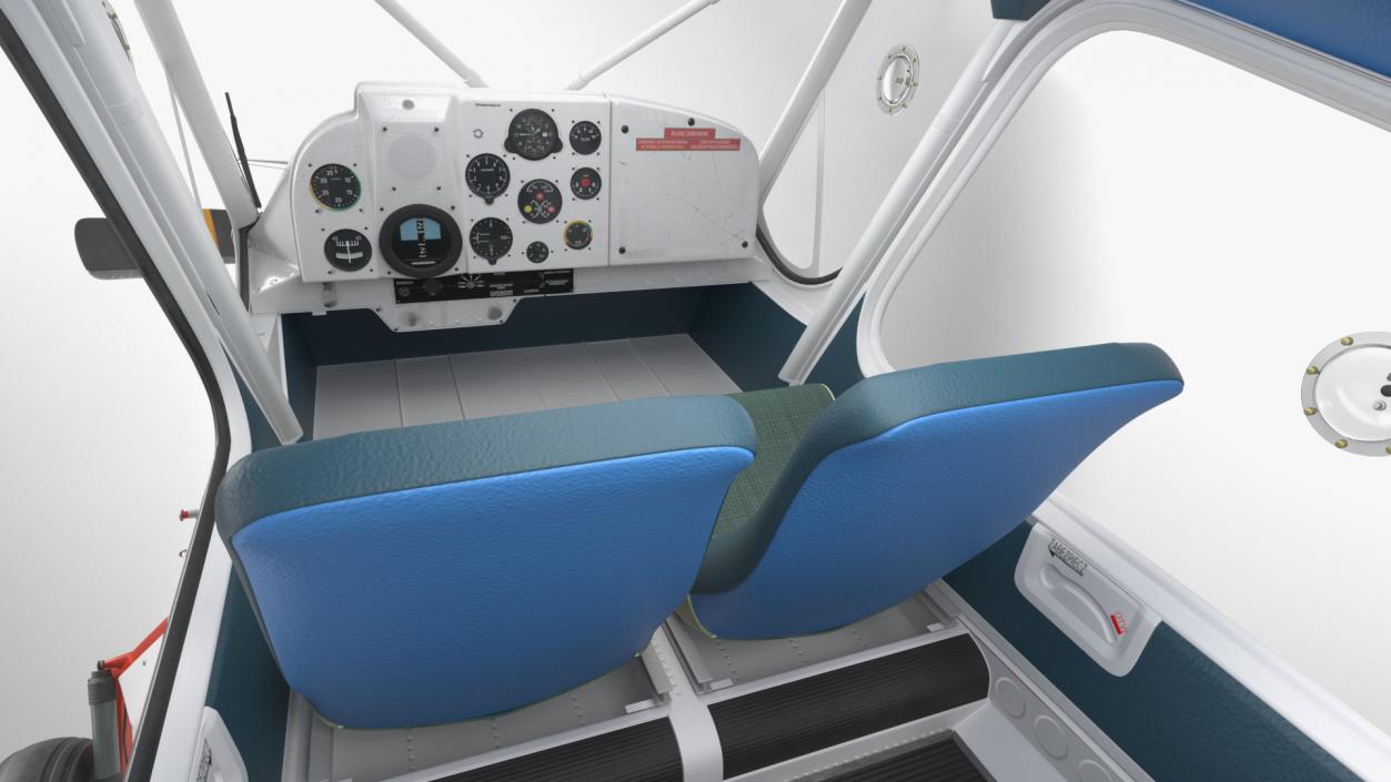 PZL 104 Wilga Airplane White Simple Interior 3D model