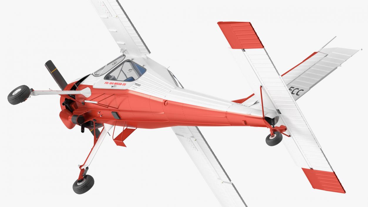 PZL 104 Wilga Airplane White Simple Interior 3D model