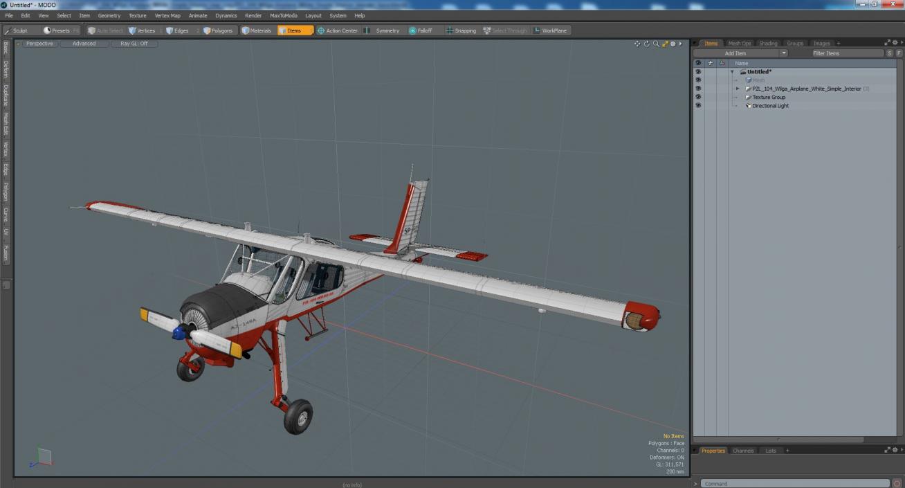 PZL 104 Wilga Airplane White Simple Interior 3D model