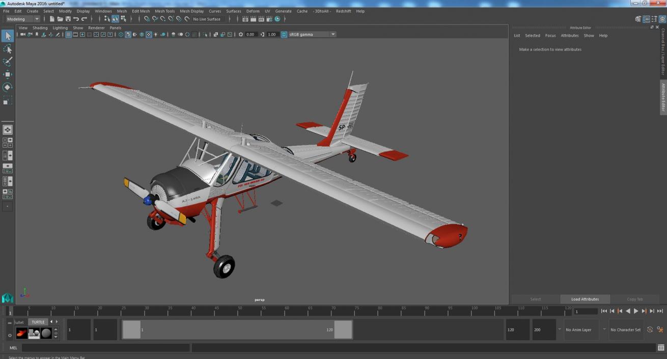 PZL 104 Wilga Airplane White Simple Interior 3D model