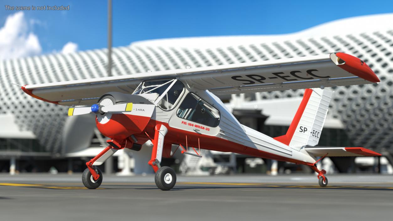 PZL 104 Wilga Airplane White Simple Interior 3D model