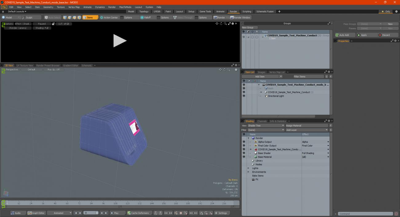 3D model COVID19 Sample Test Machine Conduct