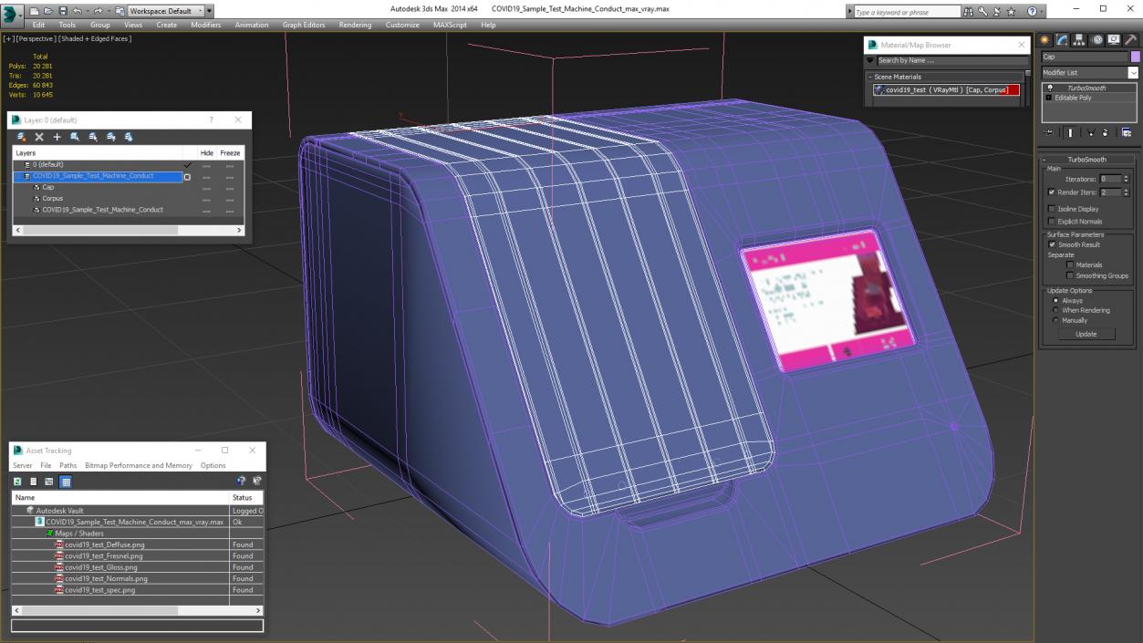 3D model COVID19 Sample Test Machine Conduct