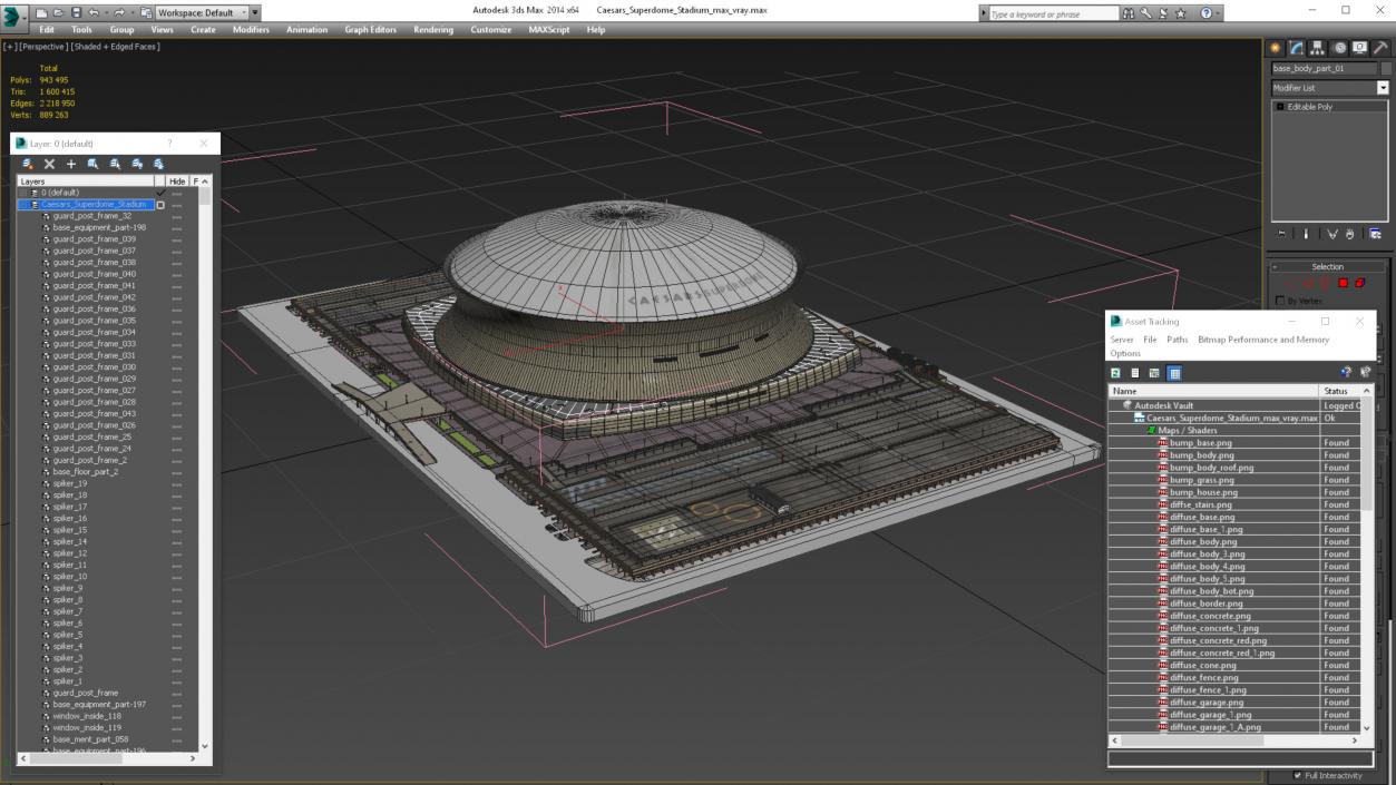 3D model Caesars Superdome Stadium