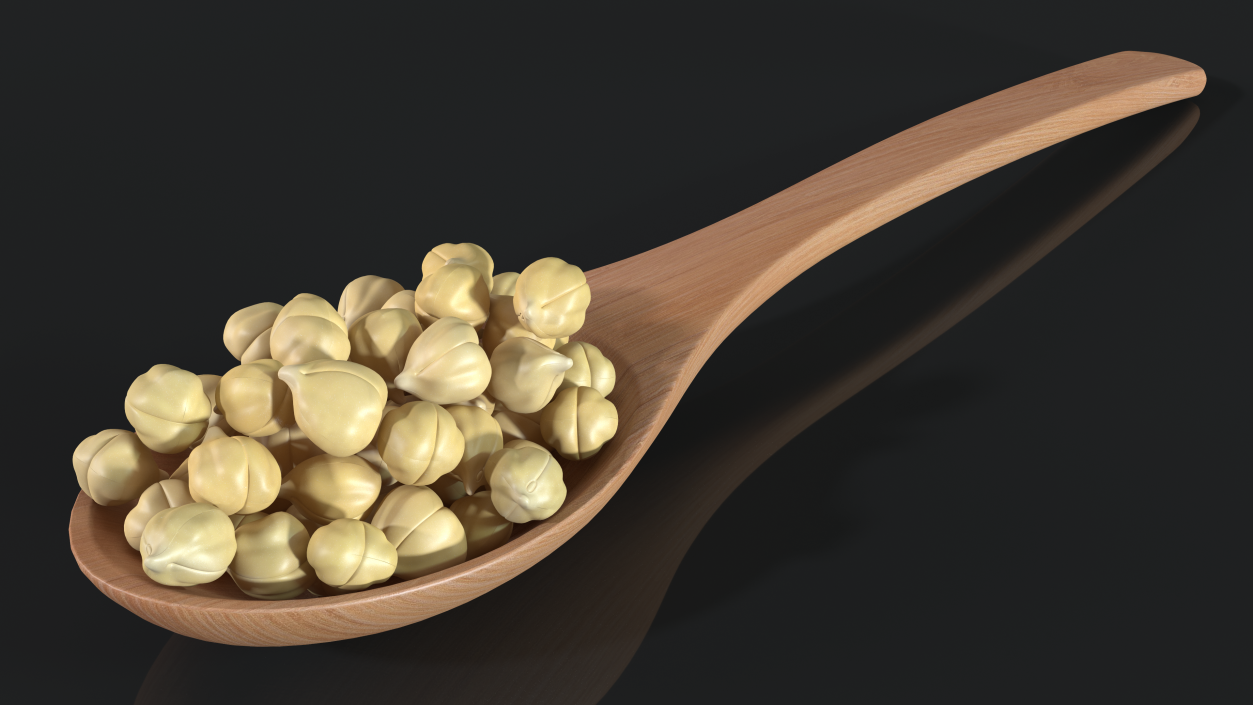 3D Chickpeas Beans in a Wooden Spoon model