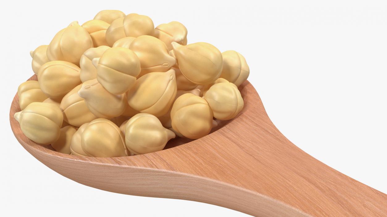 3D Chickpeas Beans in a Wooden Spoon model