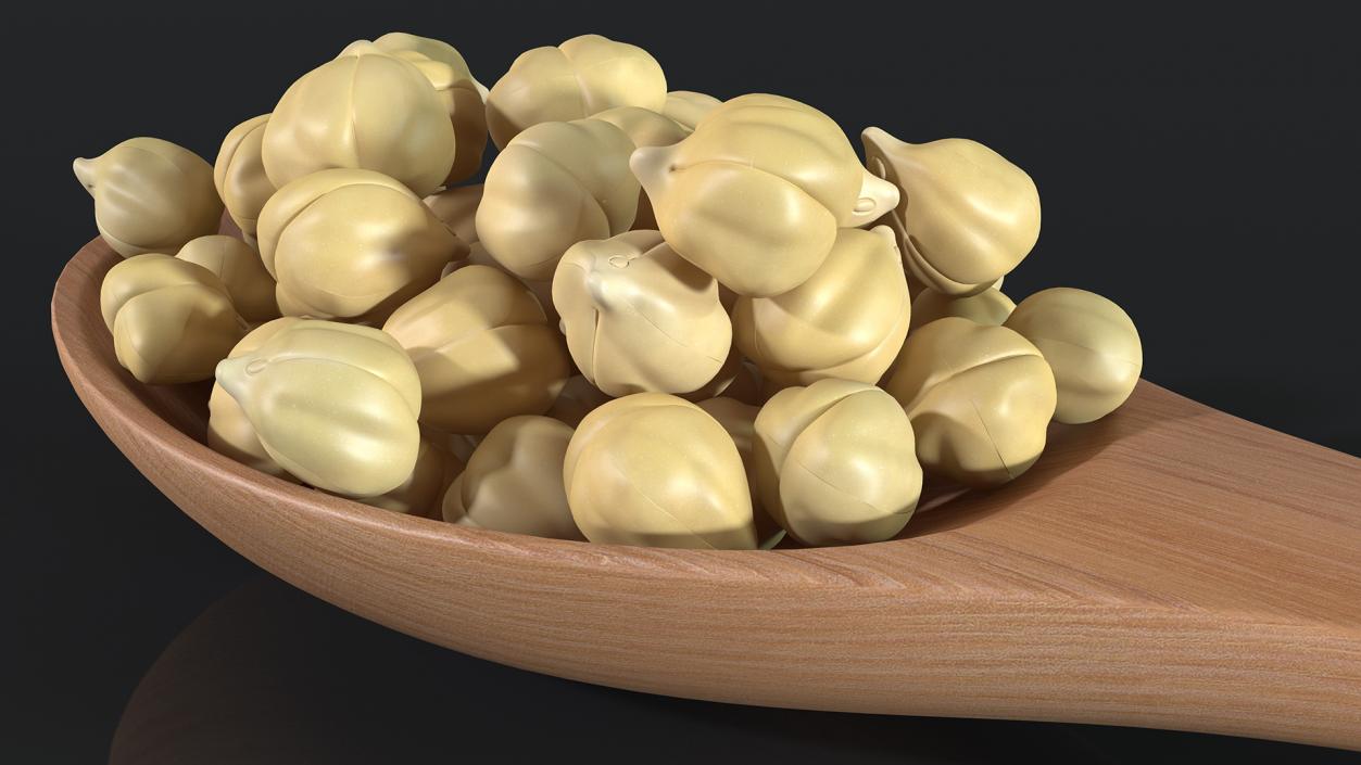 3D Chickpeas Beans in a Wooden Spoon model