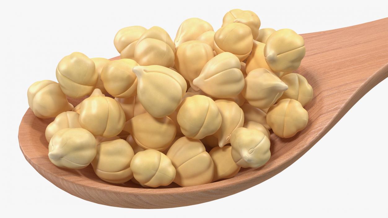 3D Chickpeas Beans in a Wooden Spoon model