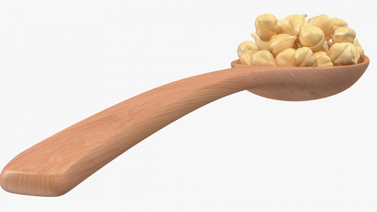 3D Chickpeas Beans in a Wooden Spoon model