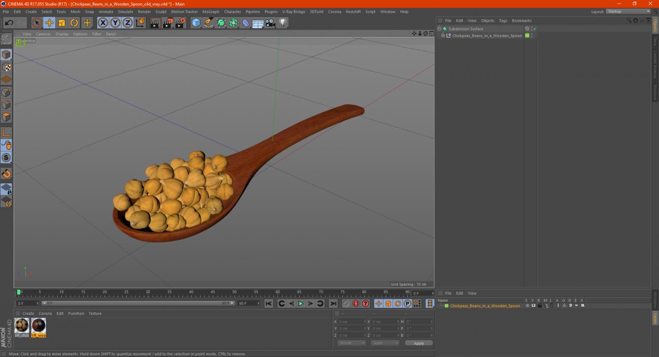 3D Chickpeas Beans in a Wooden Spoon model