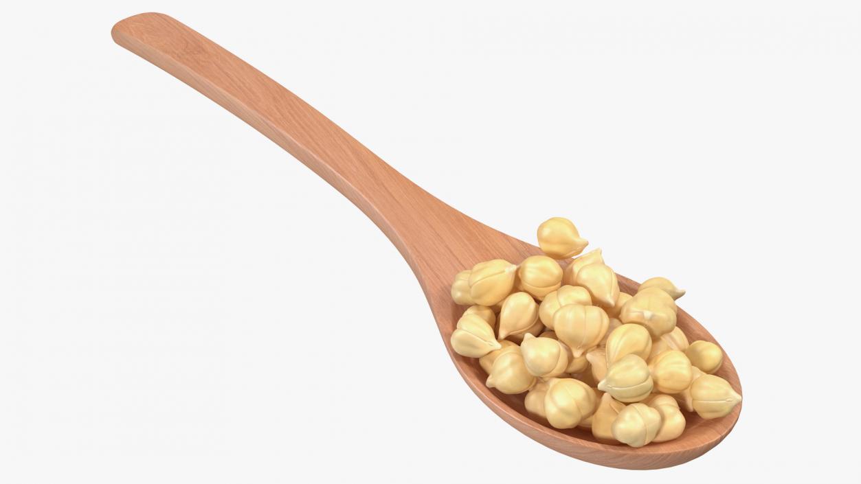 3D Chickpeas Beans in a Wooden Spoon model