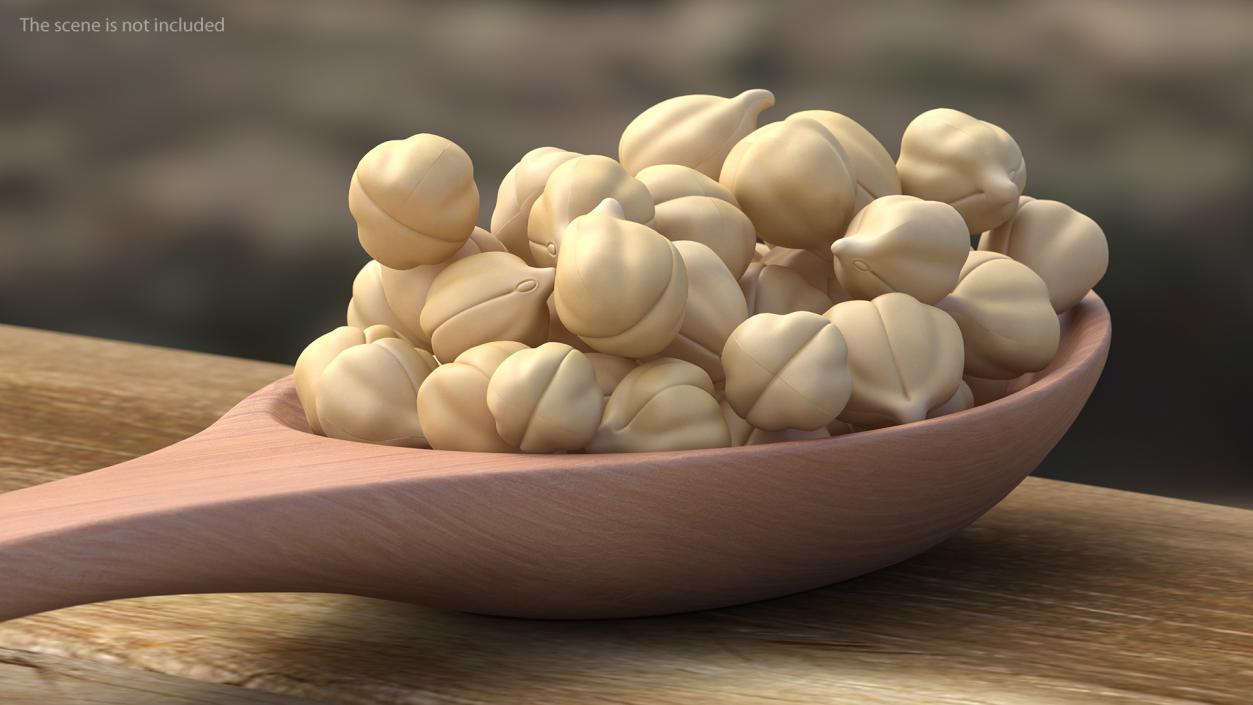 3D Chickpeas Beans in a Wooden Spoon model