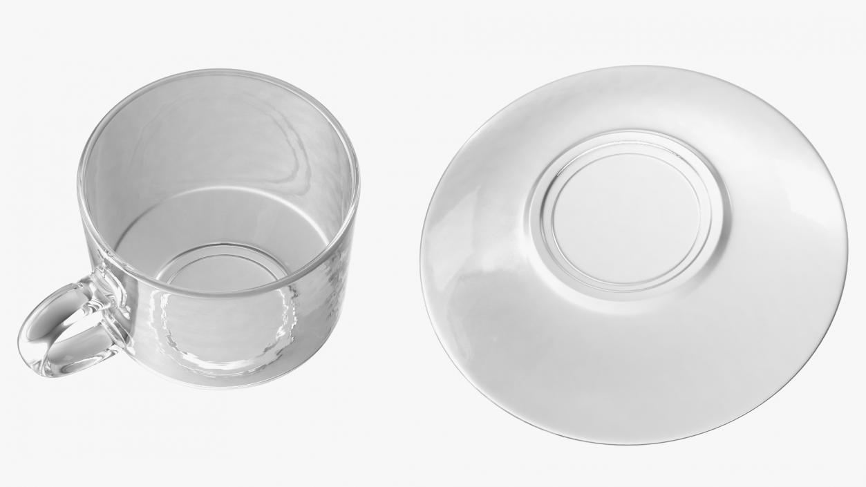 3D Clear Glass Teacup Empty Set model