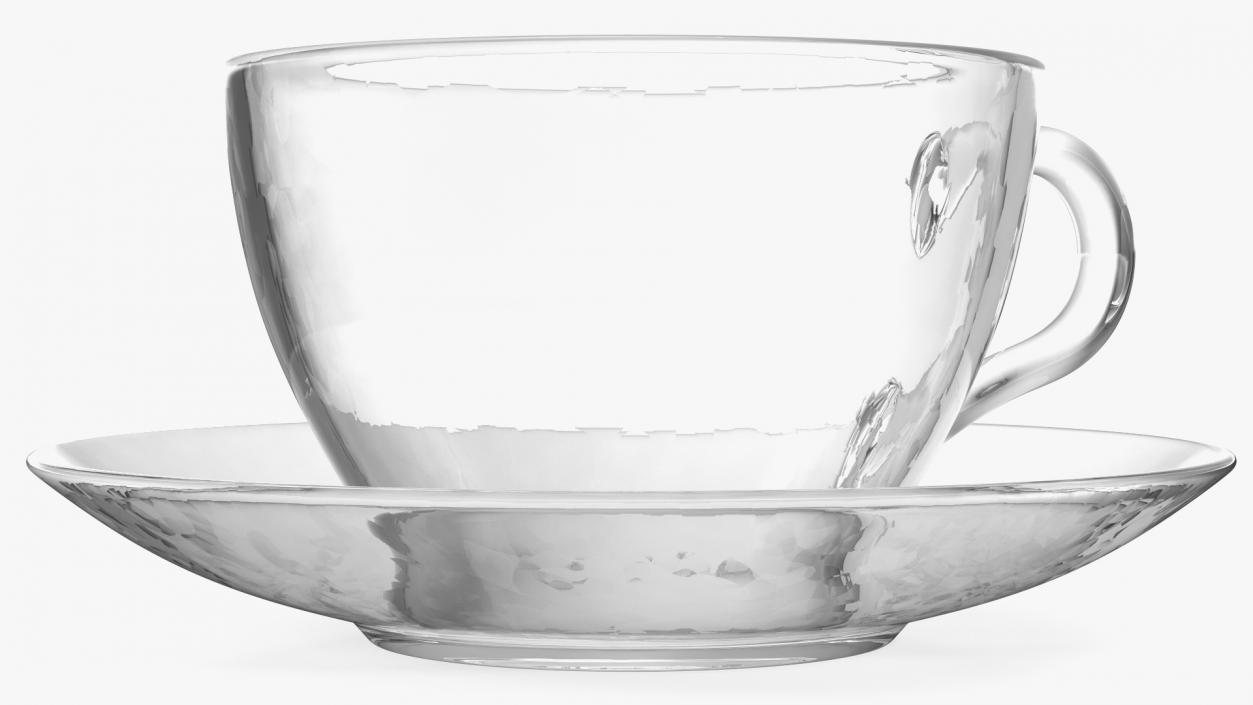 3D Clear Glass Teacup Empty Set model