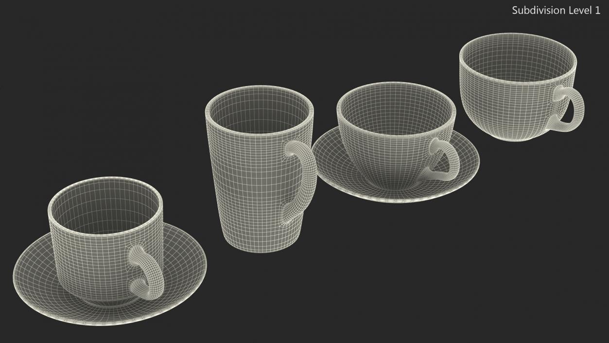 3D Clear Glass Teacup Empty Set model