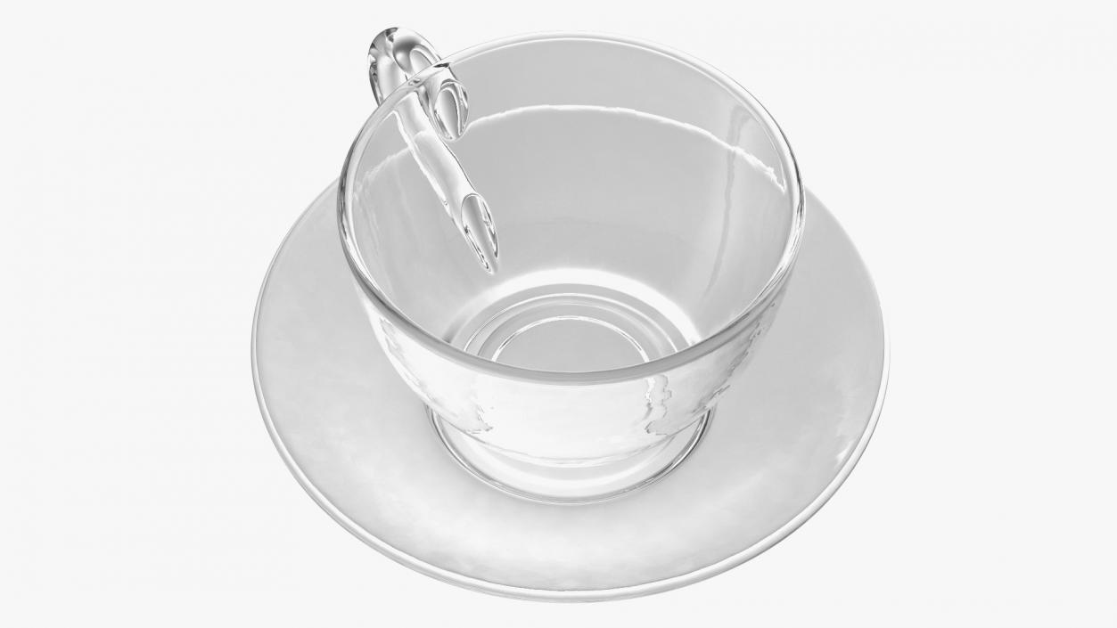 3D Clear Glass Teacup Empty Set model