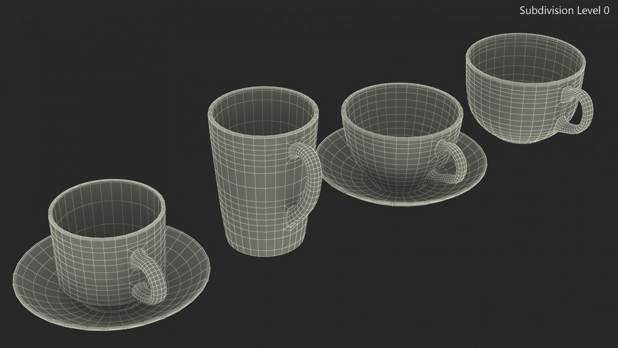 3D Clear Glass Teacup Empty Set model