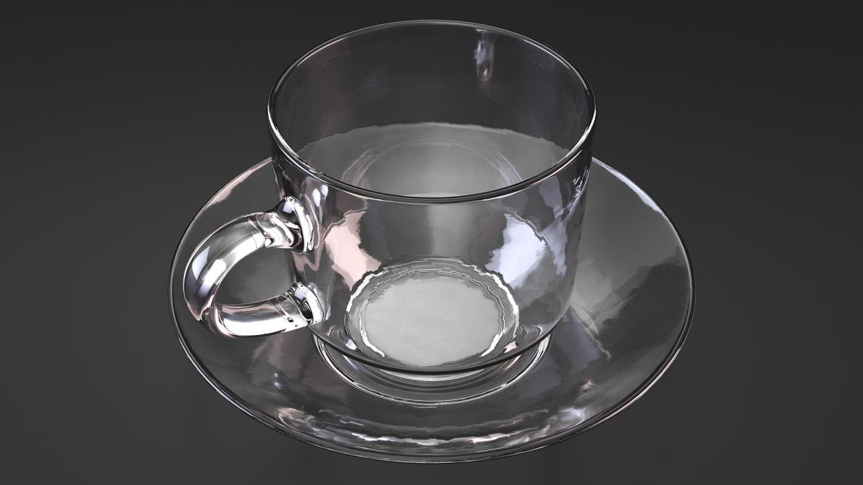 3D Clear Glass Teacup Empty Set model