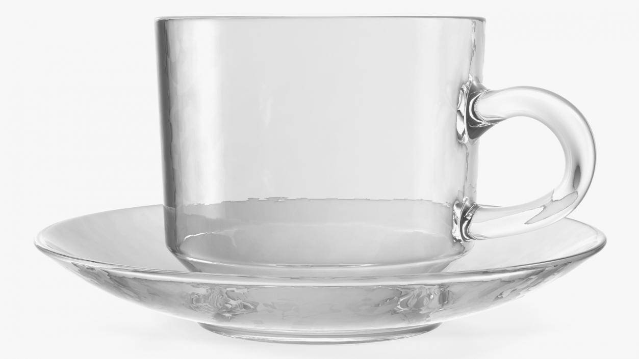 3D Clear Glass Teacup Empty Set model