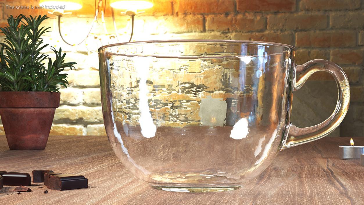 3D Clear Glass Teacup Empty Set model