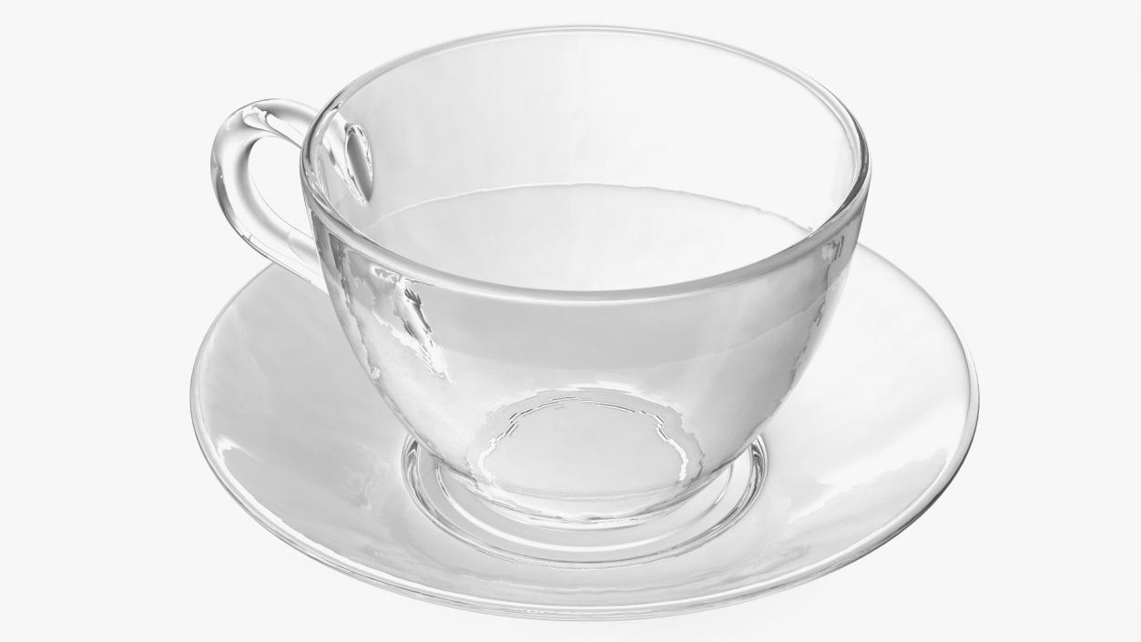 3D Clear Glass Teacup Empty Set model