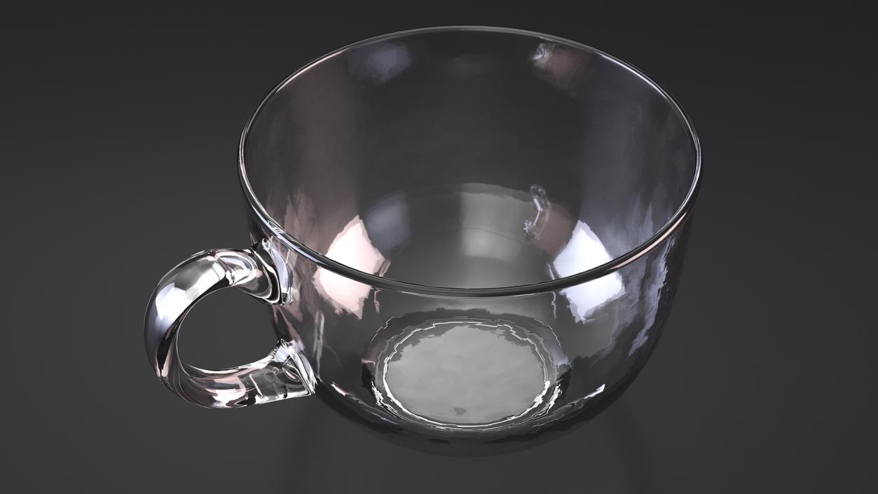 3D Clear Glass Teacup Empty Set model