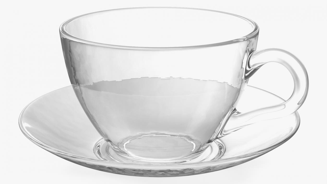 3D Clear Glass Teacup Empty Set model