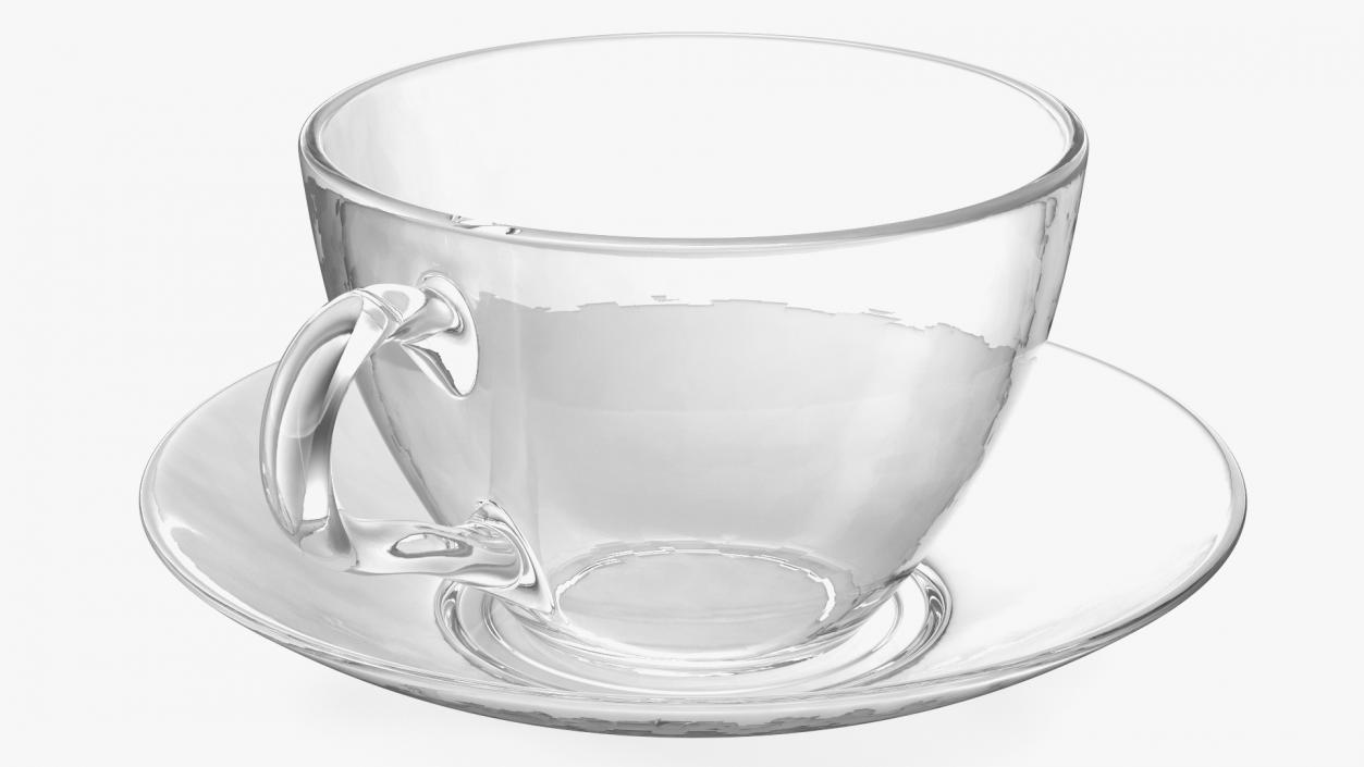 3D Clear Glass Teacup Empty Set model