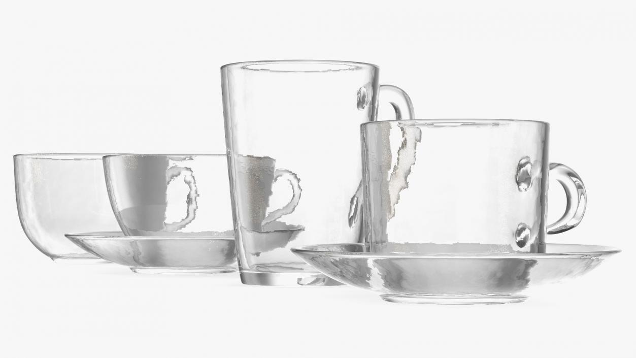 3D Clear Glass Teacup Empty Set model