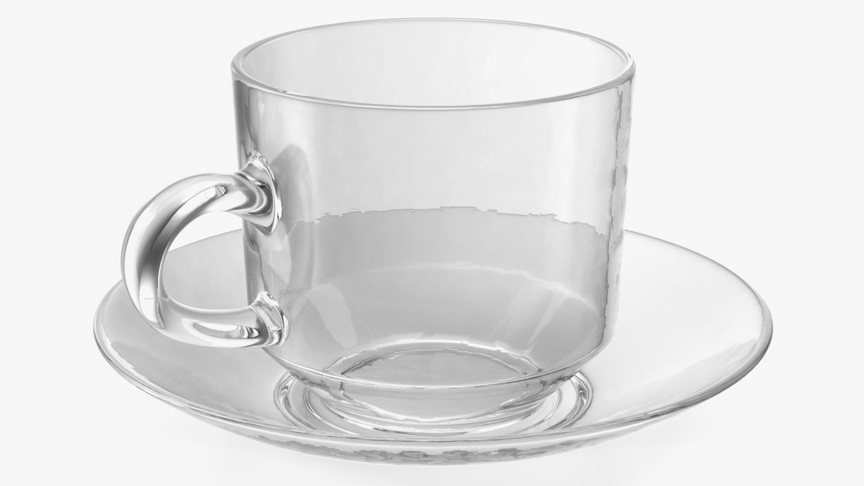 3D Clear Glass Teacup Empty Set model