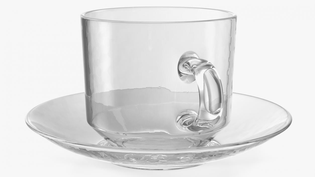 3D Clear Glass Teacup Empty Set model