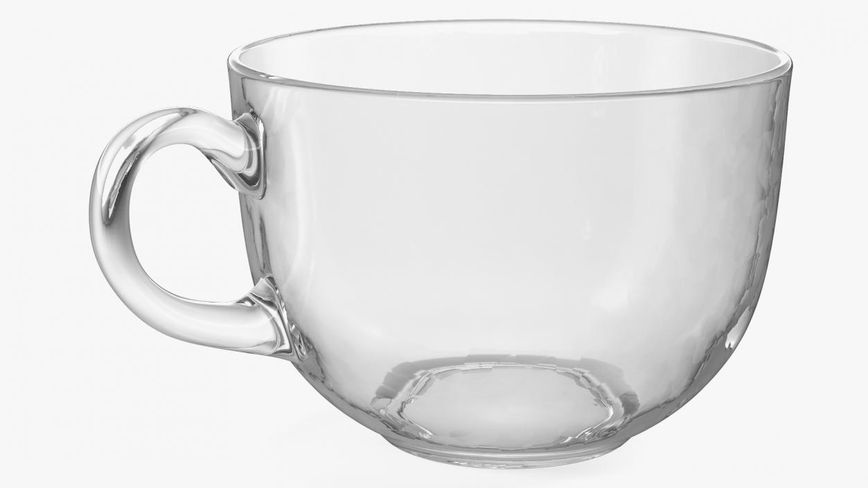 3D Clear Glass Teacup Empty Set model