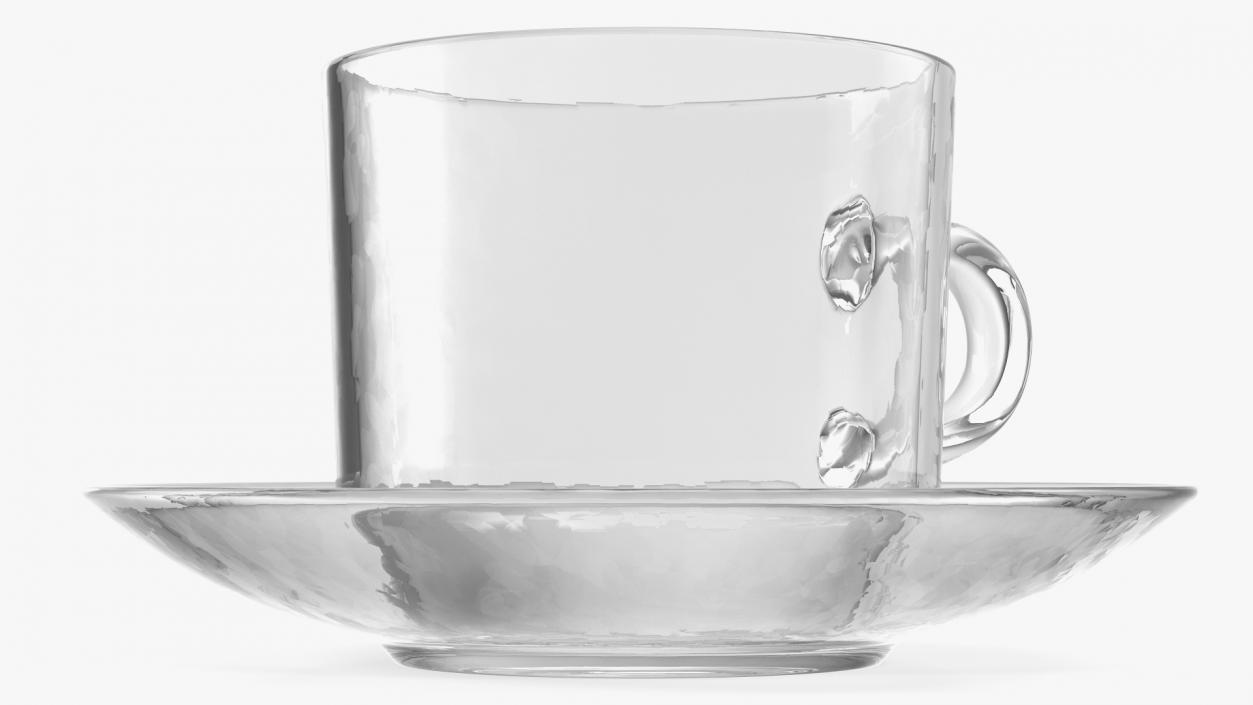 3D Clear Glass Teacup Empty Set model