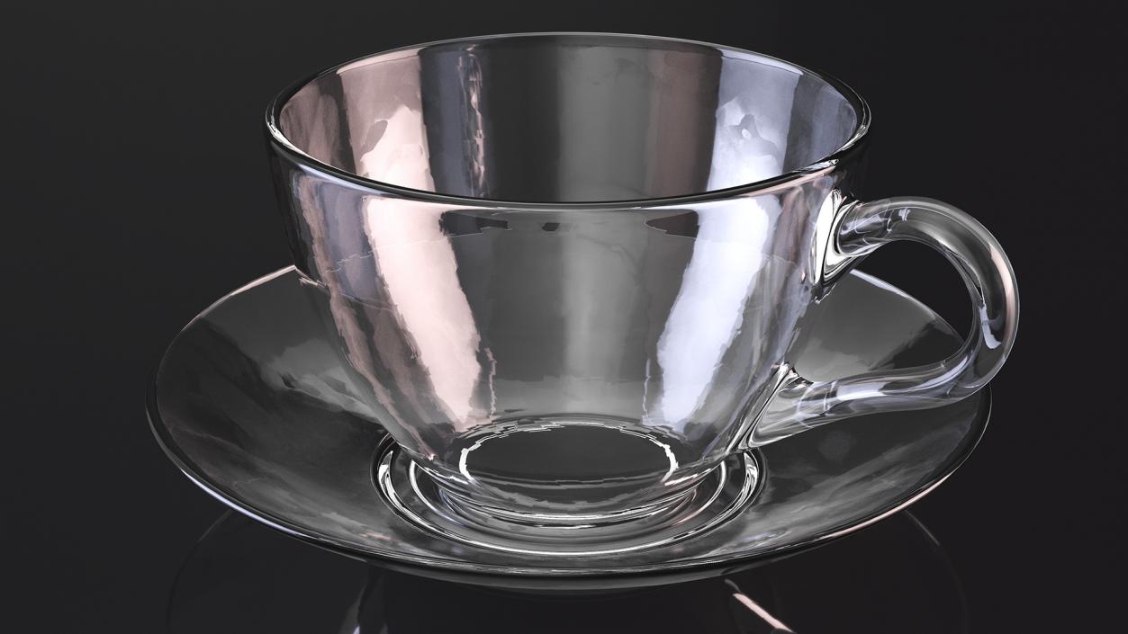 3D Clear Glass Teacup Empty Set model