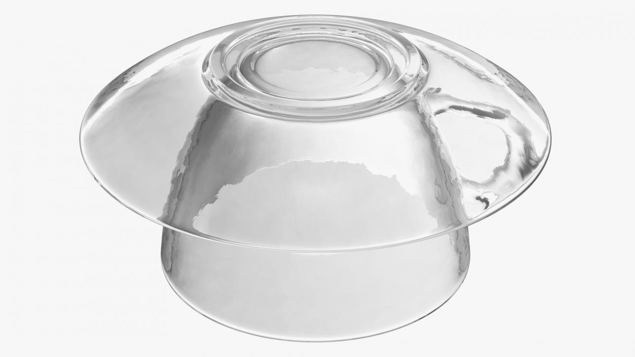 3D Clear Glass Teacup Empty Set model