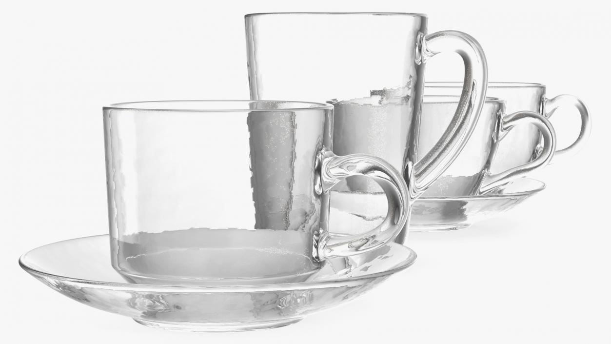 3D Clear Glass Teacup Empty Set model