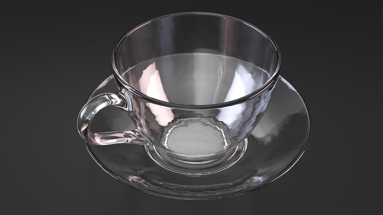 3D Clear Glass Teacup Empty Set model