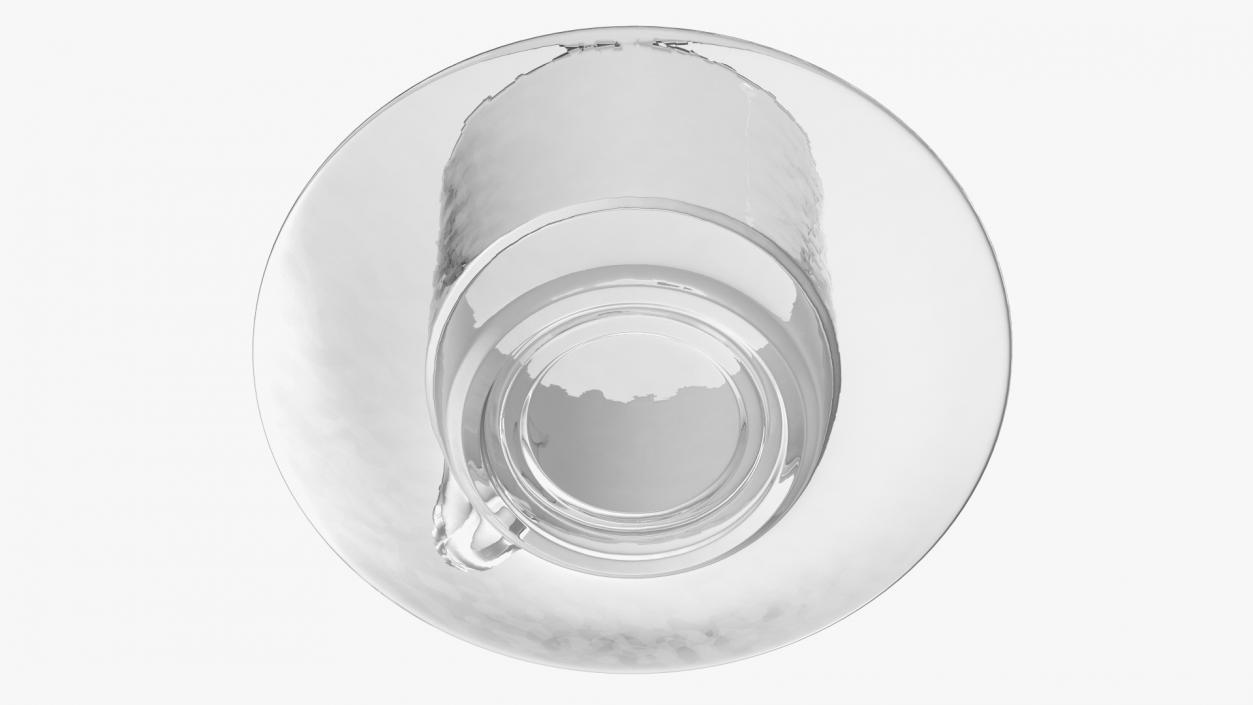 3D Clear Glass Teacup Empty Set model