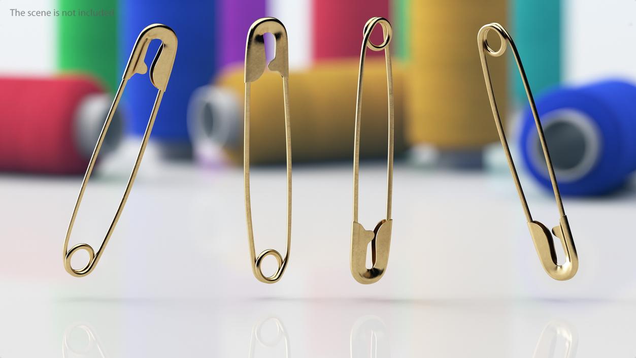 Golden Safety Pin Closed 3D model