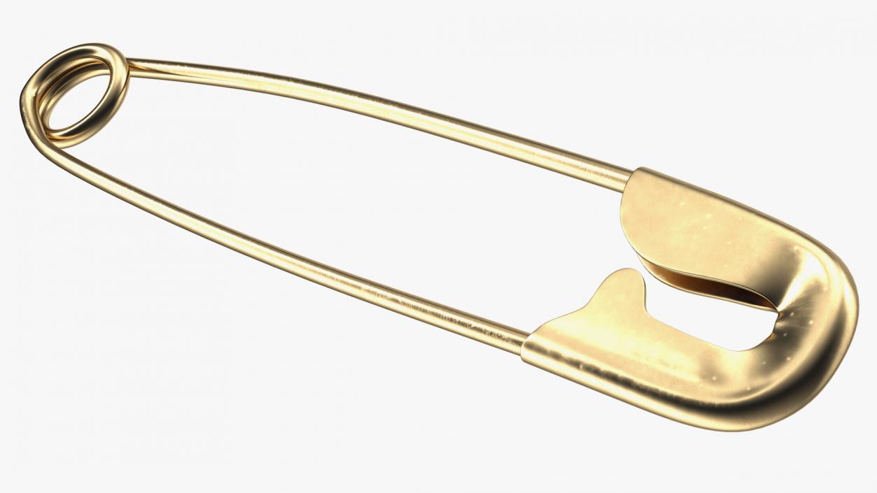 Golden Safety Pin Closed 3D model