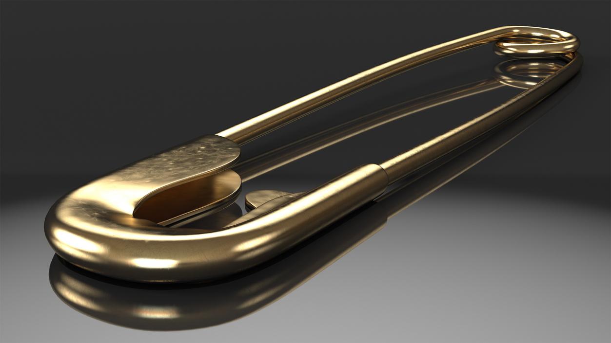 Golden Safety Pin Closed 3D model