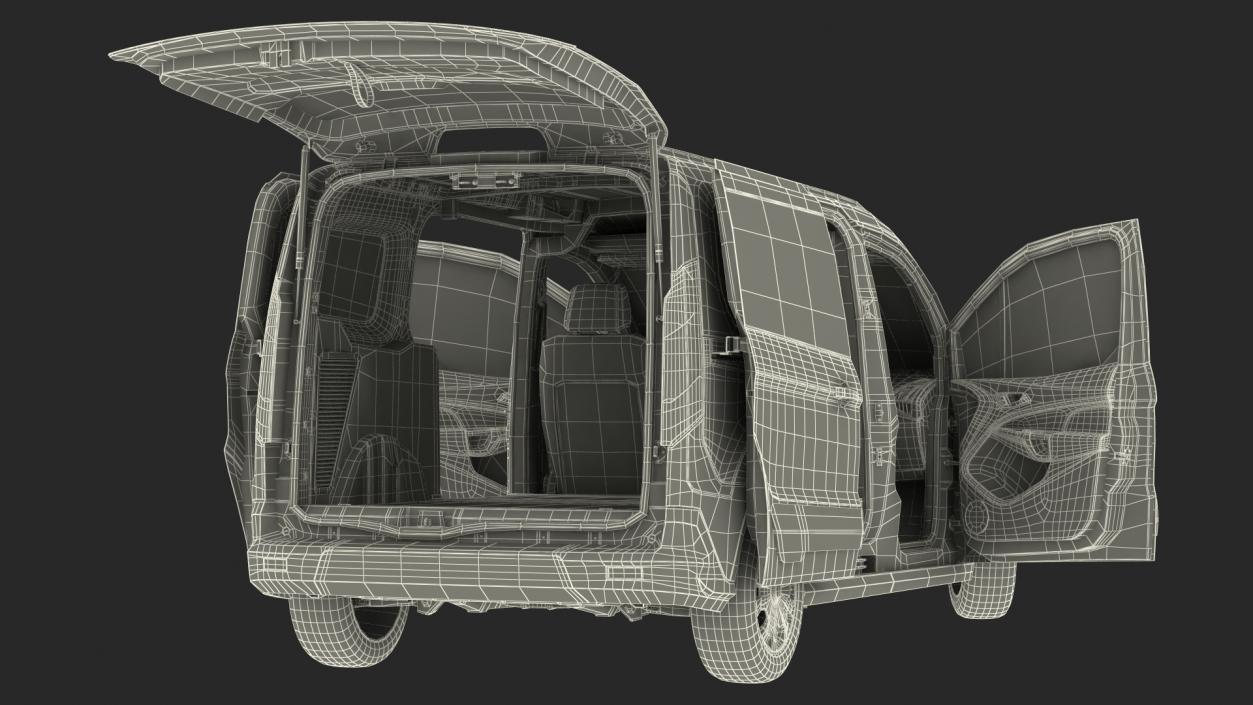 3D Ford Transit Connect Tailgate Silver Rigged model