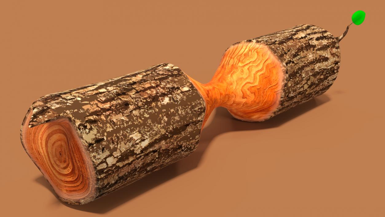 3D Cartoon Gnawed Log model