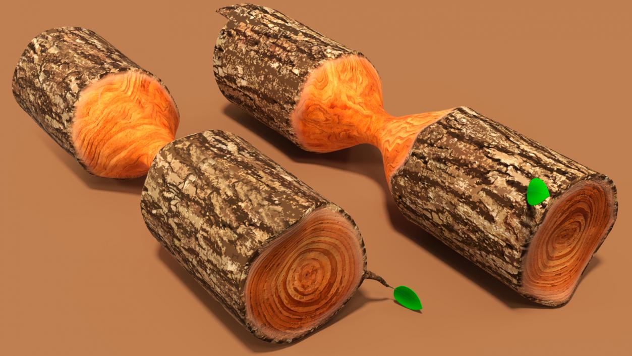 3D Cartoon Gnawed Log model