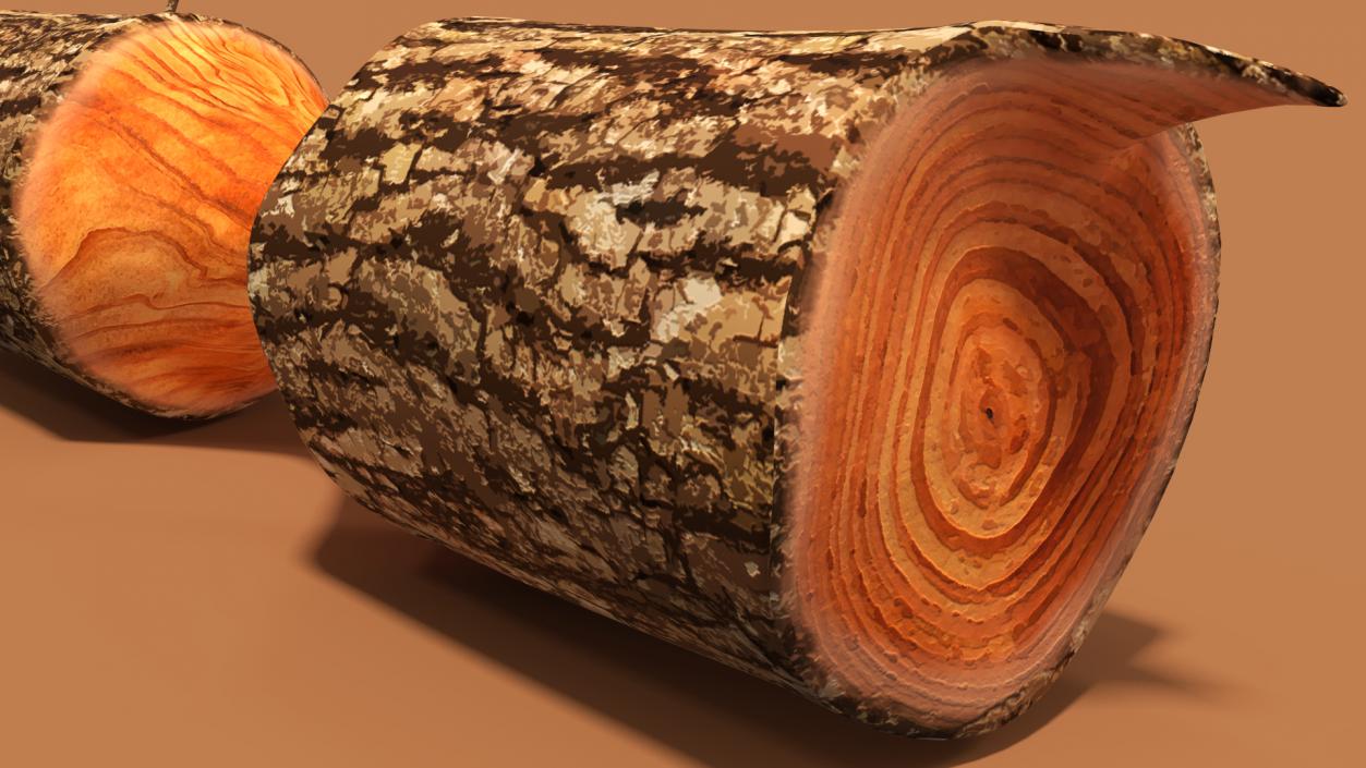 3D Cartoon Gnawed Log model