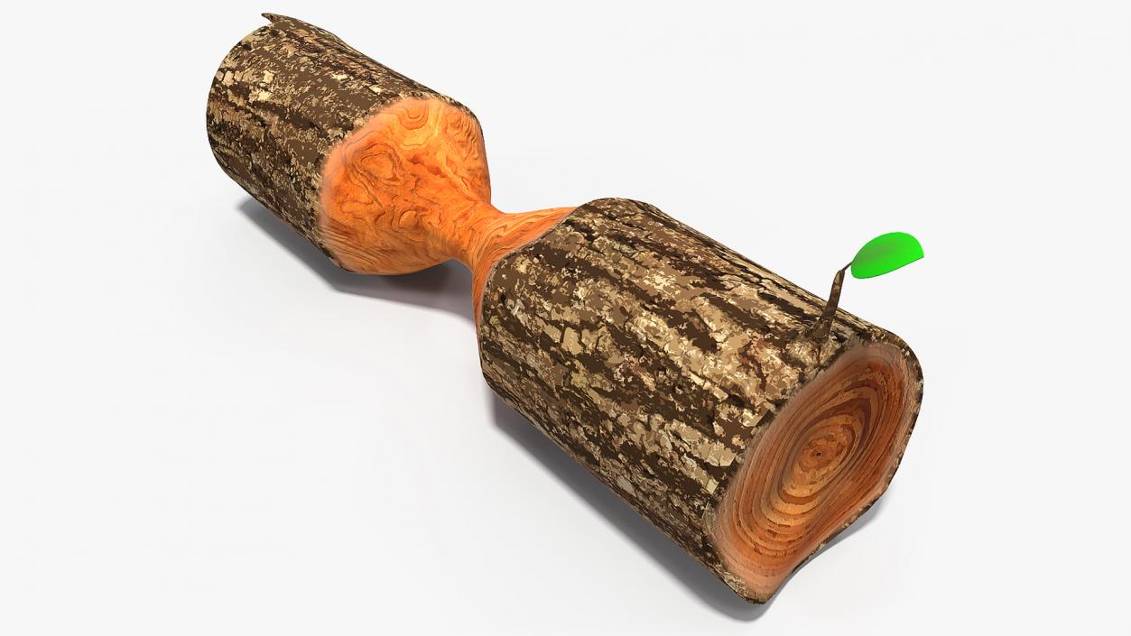 3D Cartoon Gnawed Log model