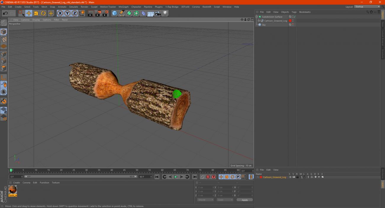 3D Cartoon Gnawed Log model