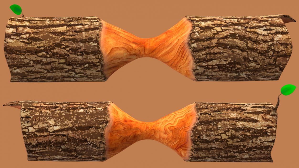 3D Cartoon Gnawed Log model