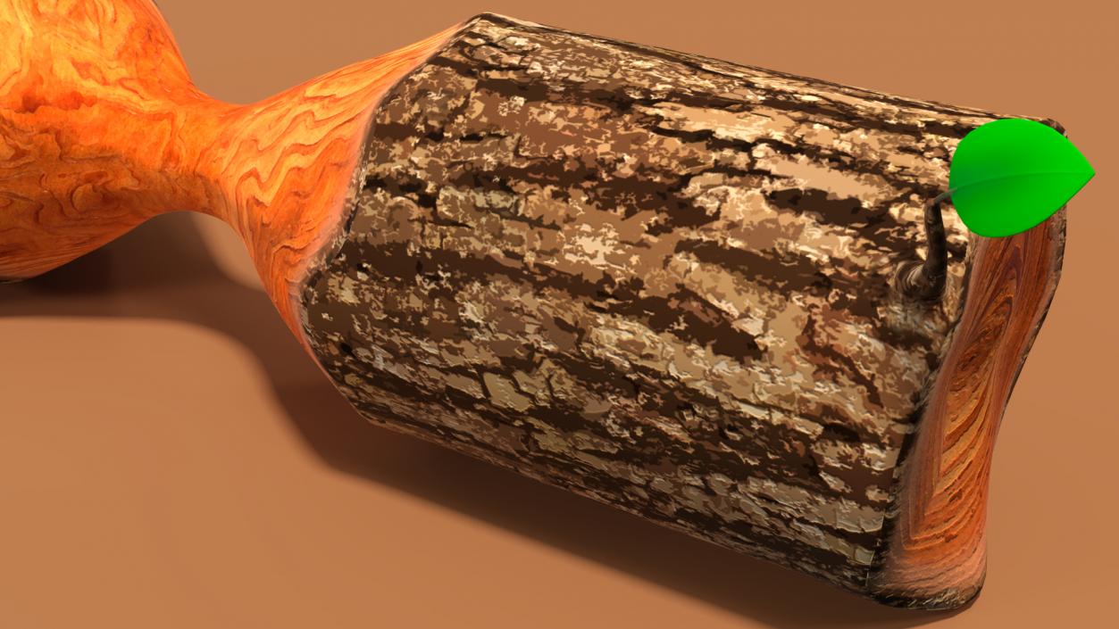 3D Cartoon Gnawed Log model