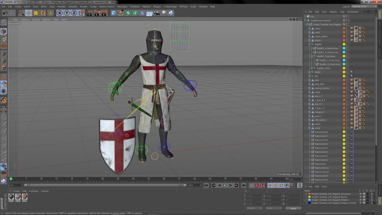 Knight Templar Set Rigged for Cinema 4D 3D model